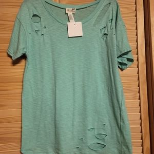 BiBi top lot of three x3 womens size Small‎ turquoise, pink, blue short sleeve